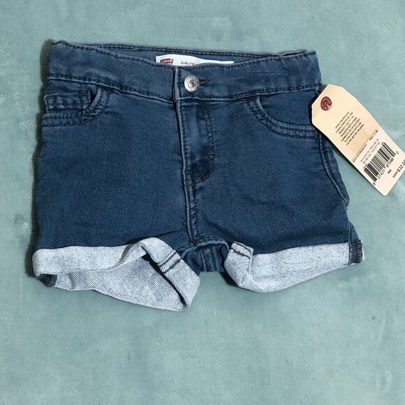 Levi's Shorts Girls 18 Months Blue Denim Girlfriend Shorty Shorts Stretch - Picture 1 of 5